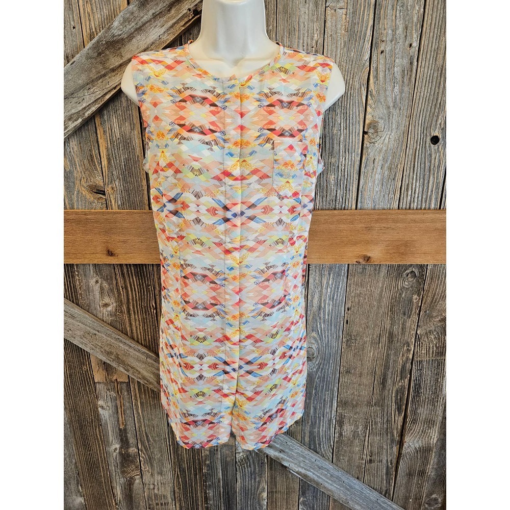 Cabi semi Sheer button up sleevless tunic semi Sheer lightweight small